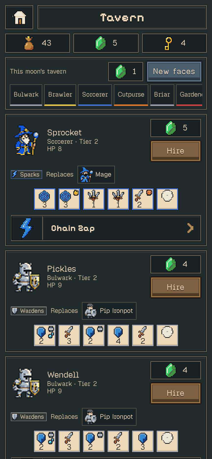 Hiring heroes at the tavern
